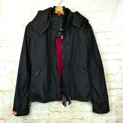 Superdry Jacket Womens S Black Arctic Windcheater Fleece Lining Zippers Gorpcore
