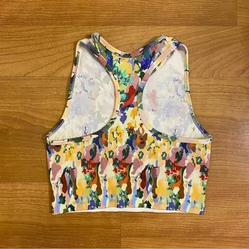 Amazon Floral Ribbed Crop Athletic Tank Top