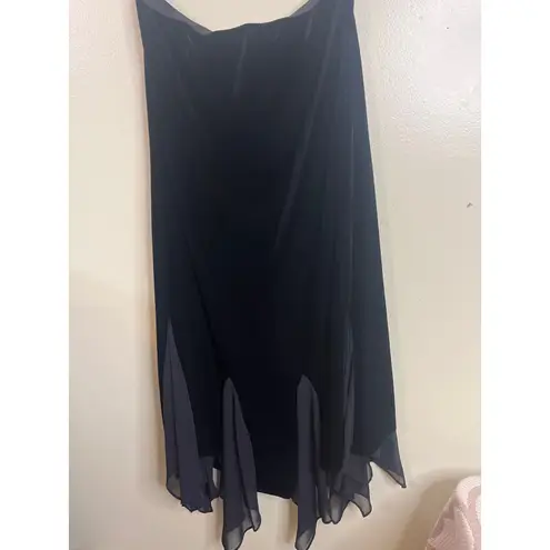 Alex Evenings Alex Evening black chiffon maxi skirt with a handkerchief hemline, size large