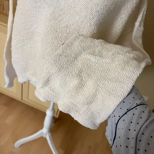 SIMON MILLER Cream Terry Cloth Raw Edge Sweatshirt/Sweater Size Small