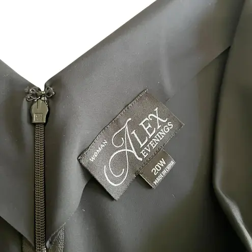 Alex Evenings Black Ruched Draped 3/4 Sleeve Sheath Cocktail Dress Plus Size 20W