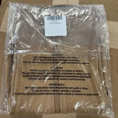 New Gigi C Keelan Zip Up Romper S Camel Snakeskin Tan