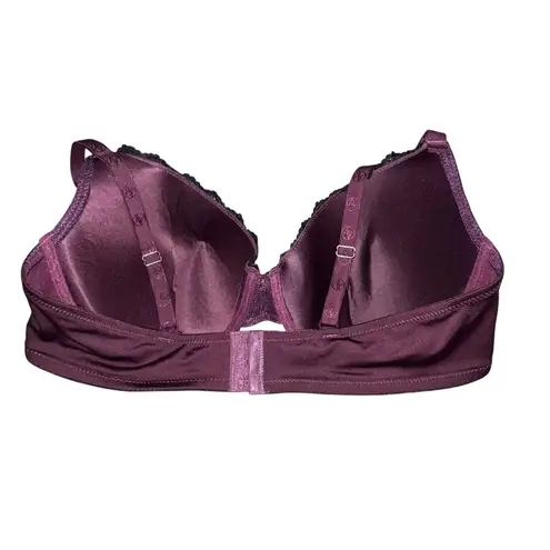 Adrienne Vittadini Purple With Black Lace Trim Underwire Bra Women Plus Size 42D