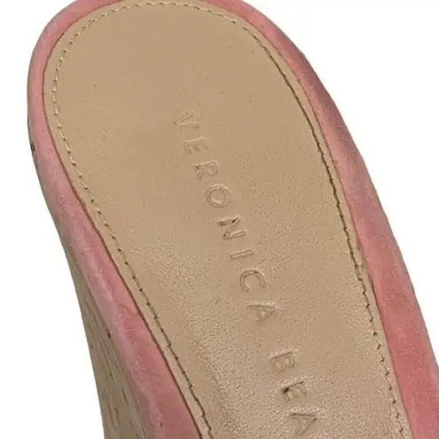 Veronica Beard Donata Suede Sandals Wedges in Pink