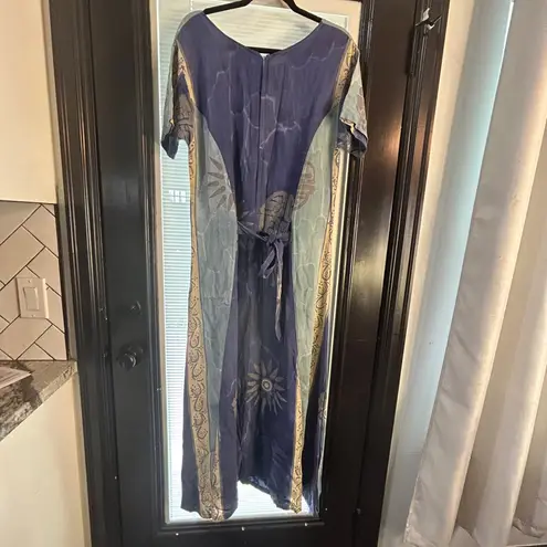 Bohemian Blue and Cream Maxi Dress Size L