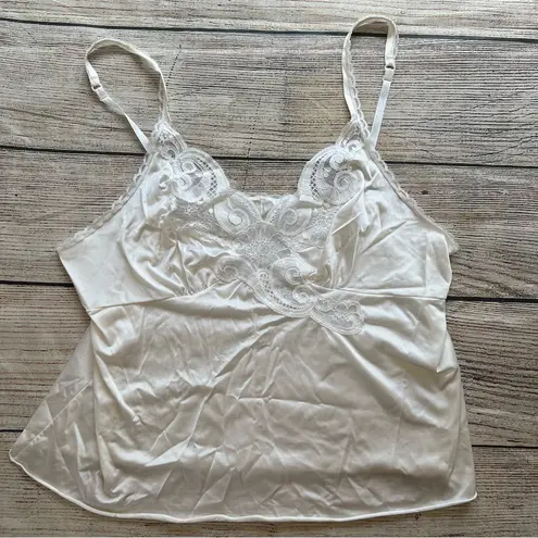 Vanity Fair Vintage 90s Lace Camisole Top Womens Large 40/46 Lingerie USA Ivory