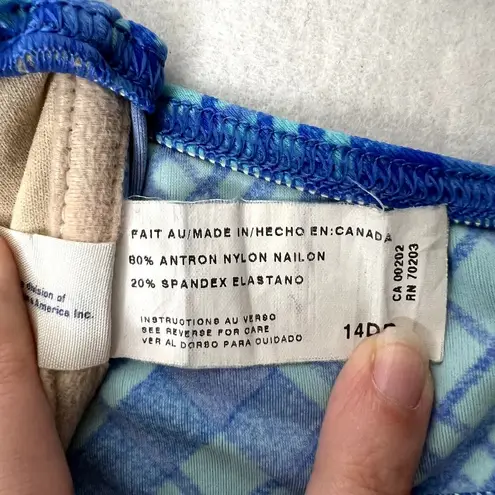 Vintage Christina Krista Blue Plaid Bikini Top Size 14