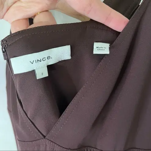 Vince  Pleated Midi Jumpsuit Brown Women’s Size 2