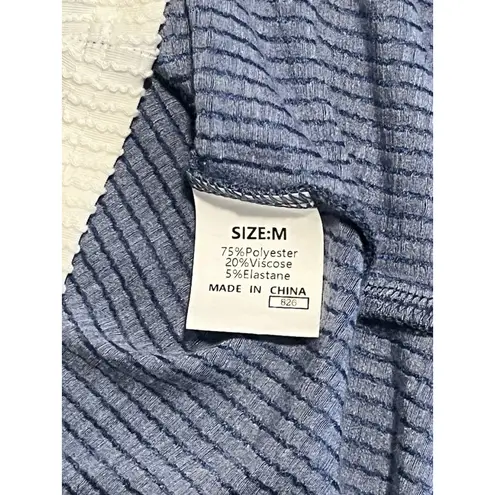 Evaless T Shirt Dress Womens Size M Blue White Ribbed Knit Relaxed Fit Stretch Size M