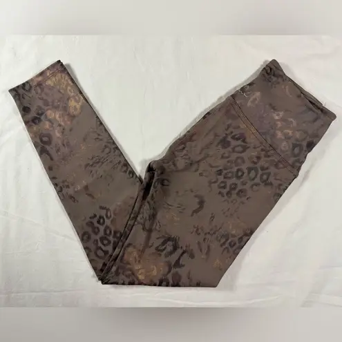 Beyond Yoga High Waisted Midi Leggings in Brown Leopard Power Shine XS