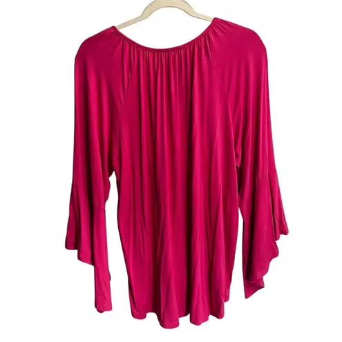 Ashley Stewart Pink Size 18/20 3/4 Flare Sleeve Top Pullover Whimsical