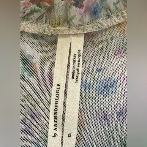 Anthropologie  Long Sleeve Ruffle Pastel Floral Blouse