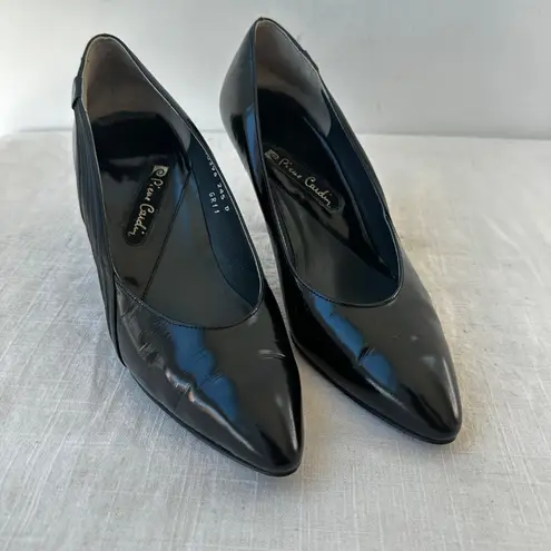 Pierre Cardin Vintage Black Patent Leather Heels Party Career Pumps Size 6.5