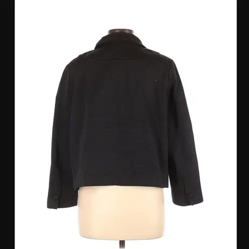 barney's new york Cape Jacket L Black Woven Texture Luxury Herringbone