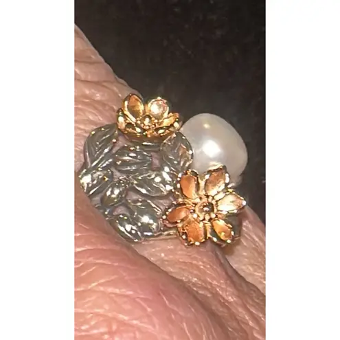 NWT OR PAZ 925 STERLING SILVER WHITE PEARL FLOWER RING SZ 7.25 MADE IN ISRAEL PZ