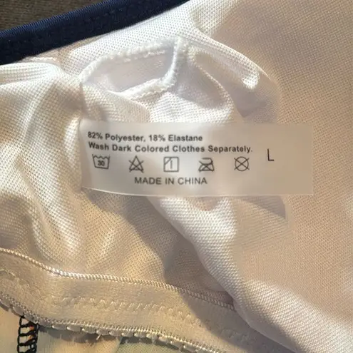 Women’s Navy Floral Tankini Two Piece Swimsuit Boy Short Bottom Size L (US8) NEW Blue