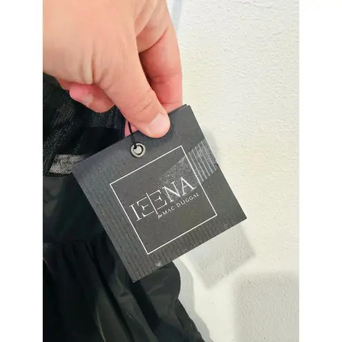 Mac Duggal NWT Black Taffeta One Shoulder Ruffle Bubble Hem Mini Dress Size 2