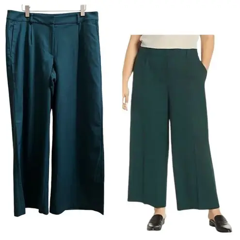 Eileen Fisher NWT  Pine Green Tencel Blend Drapey Wide Leg Trouser Plus Size 14