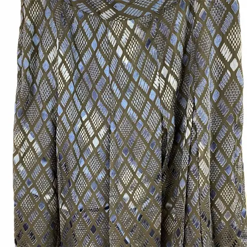 Alfani  Silk Shimmer Blue Black Midi Skirt Size 8