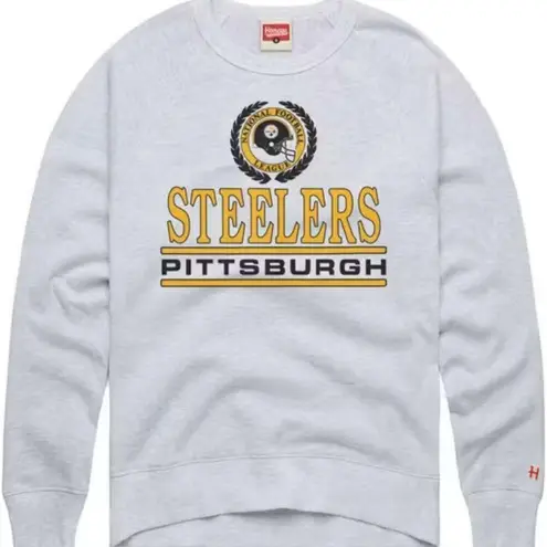 NWT Homage Pittsburgh Steelers Gray Collegiate Crest Long Sleeve Sweatshirt XL
