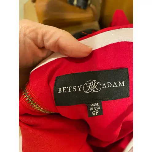 Betsy and Adam Betsy Adam Red Off Shoulder Ruffled Back Mermaid Gown Formal Evening Dress 6P