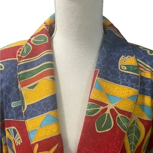 VTG S.A.M. Accoutrements Retro Bohemian Multicolor Textured Cotton Blazer L Red Size L