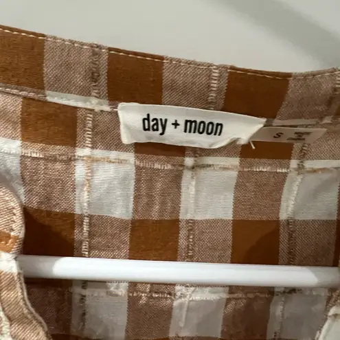 Brown Tan Puff Sleeve Blouse with Mandarin Collar