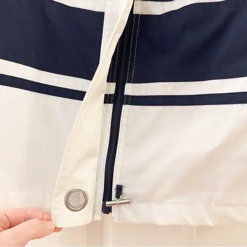 Mackintosh New England Poplin Nautical Rain Jacket Blue White Striped Medium