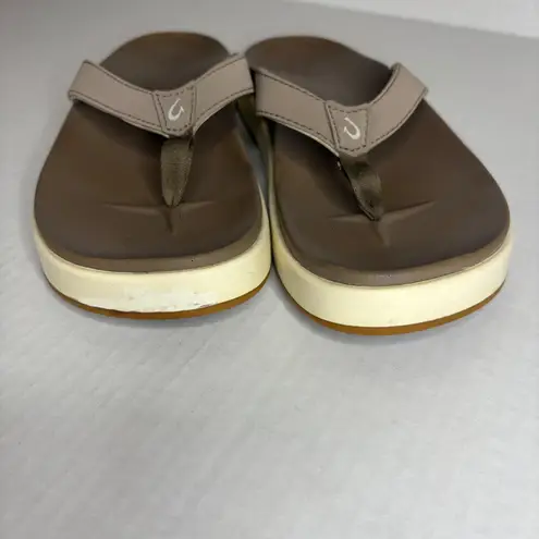 OluKai Women's Nu'a Pi'o Low W Sandal Flip Flops Size US 6 / EUR 36 Taupe Brown