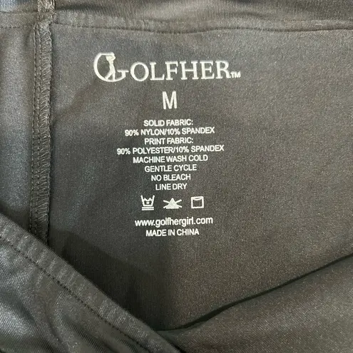 GOLFHER Womens Medium Golf Skort Black Patterned Panels Athletic Sporty