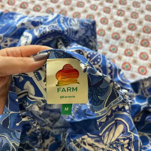 Farm Rio EUC Blue Tile Dream Sleeveless Maxi Dress size medium Retails $245