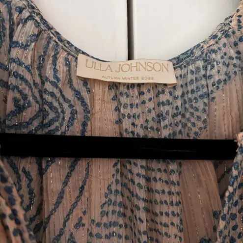 Ulla Johnson Pauline Printed Silk Chiffon Blouse Moonstone Blouse Size 2 Peasant