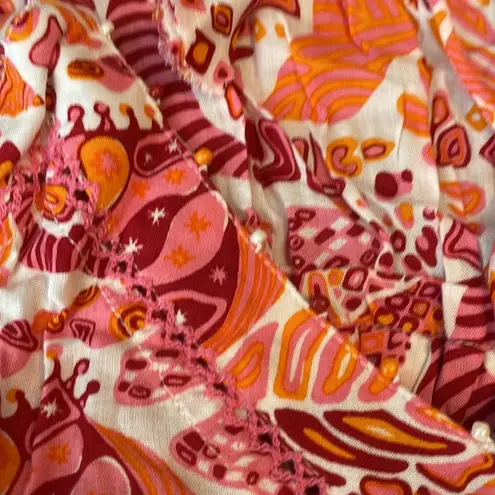 Poupette St. Barth NWT Laurie Beaded Abstract Mini Dress in Pink Mistral Medium