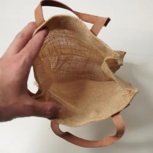 Four Seasons Punta Mita Mexico Jute Burlap Leather Tan Brown Small Bag Beachy