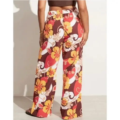 Faithfull the Brand Pants Womens Small Orange Celvia Ulani Floral Wide Leg