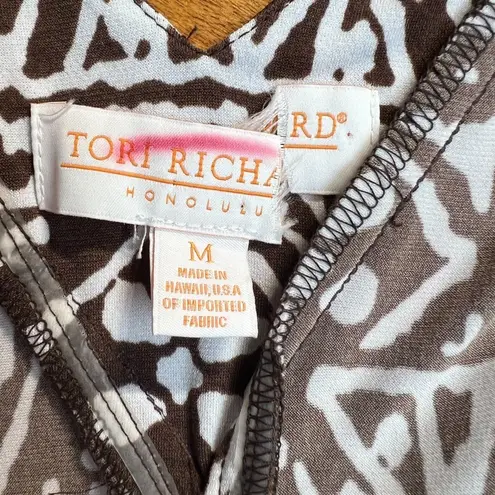 Tori Richard Tori Richards Honolulu Dress Medium Brown White Printed Maxi Flutter Sleeveless - Image 6