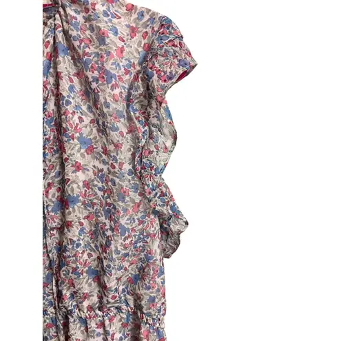 BB Dakota Sleeveless Maxi Blue Ditsy Floral Ruffle Tiered Dress XXL Prairie