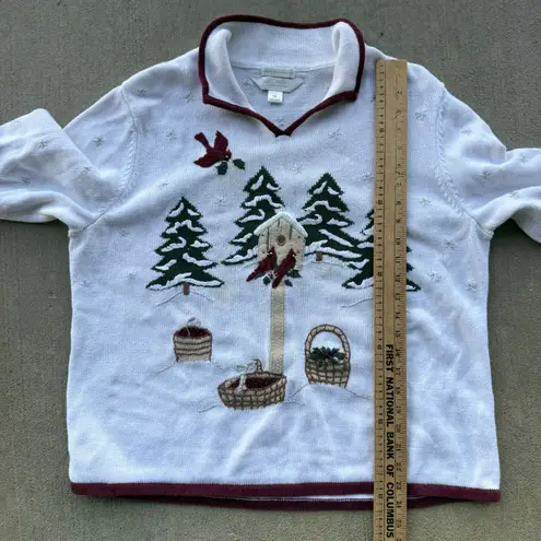 Vintage Y2K Christopher and Banks Rustic Christmas Birdhouse Trees Cardinal 1X White