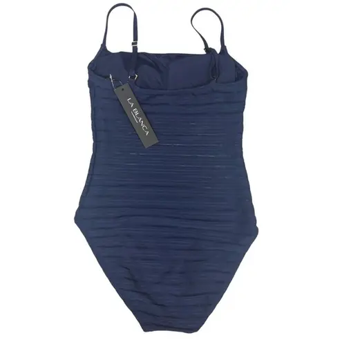 La Blanca $129 Fluid Lines Lingerie One Piece w/ Mesh Detail - Indigo US 4 S
