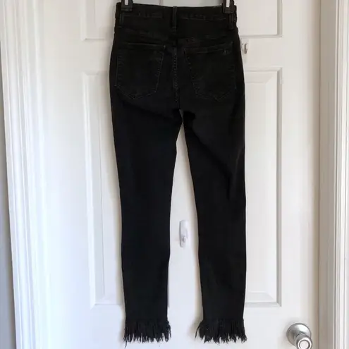 Sam Edelman  Size 24 The Stiletto High Rise Skinny Ankle Fringe Hem Black Jeans