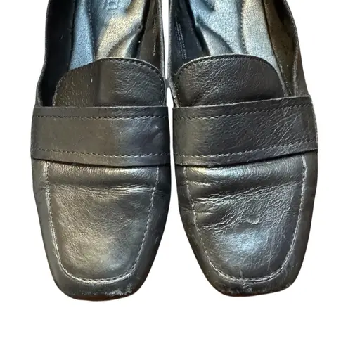 Born Loafer Shoes Womens Size 8.5 Black Leather Slip On Square Toe BR00411D3
