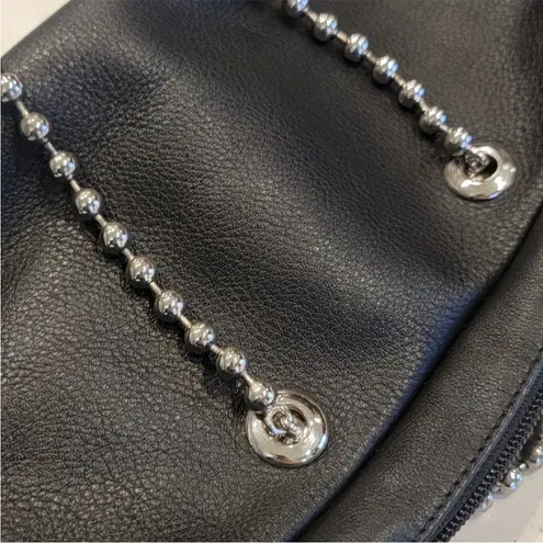 Furla Black Leather Shoulder Bag with Silver Chain Strap EUC