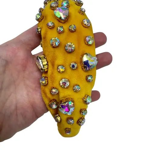 Lele Sadoughi Crystal Heart Headband Yellow Velvet Knot Anthropologie