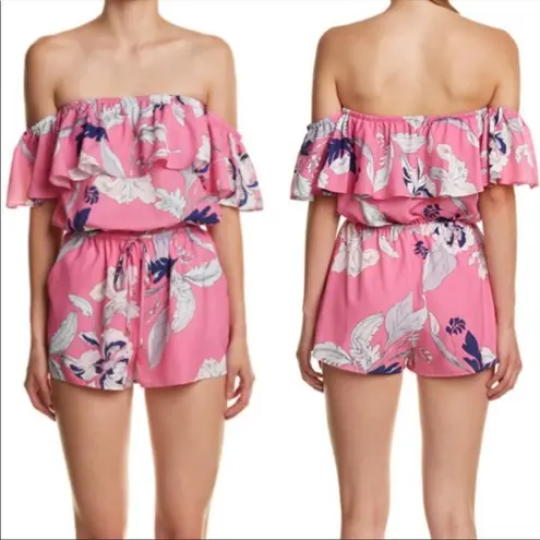 Yumi Kim Pink floral print off shoulder romper