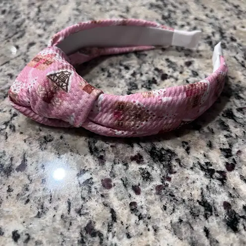 Pink Gingerbread Knot Headband – Cozy Holiday Winter Hair Accessory