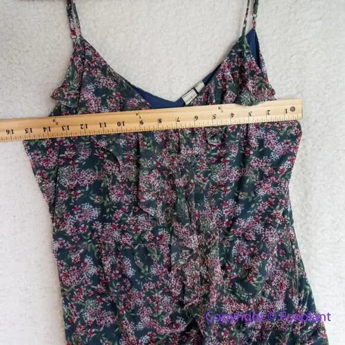 Allison Joy Allison Joy floral spaghetti adjustable strap ruched dress, size L - Image 6