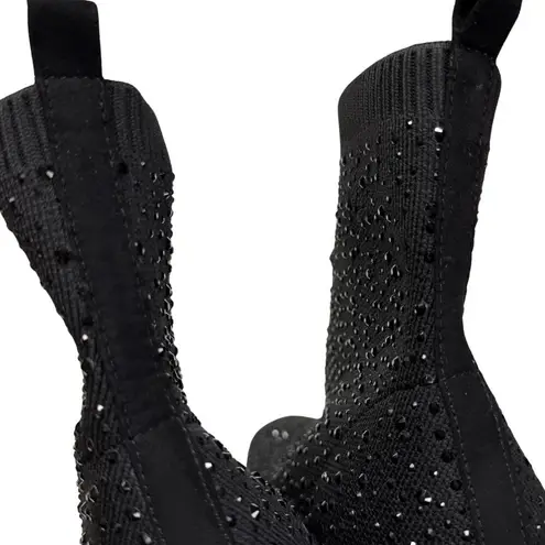 Kenneth Cole Reaction Ranya Rida Stretch Rhinestone Jewel Sock Booties 8 Black