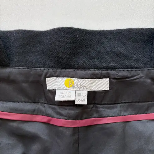 Boden Black Belted High Waist Wide Leg Crop Trousers Wool Blend 6R Size 6