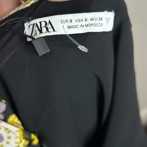 ZARA NWT  Ruched Floral Mini Dress Sz S