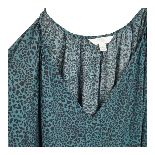 Terra & Sky  Women's 1X Leopard Print Dress V-Neck Long Sleeve Rayon/Nylon Blend